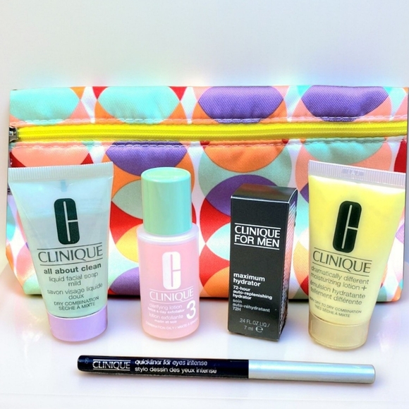 NWT 6 pc Clinique Skincare Set with Clinique Makeup Bag - Picture 1 of 6